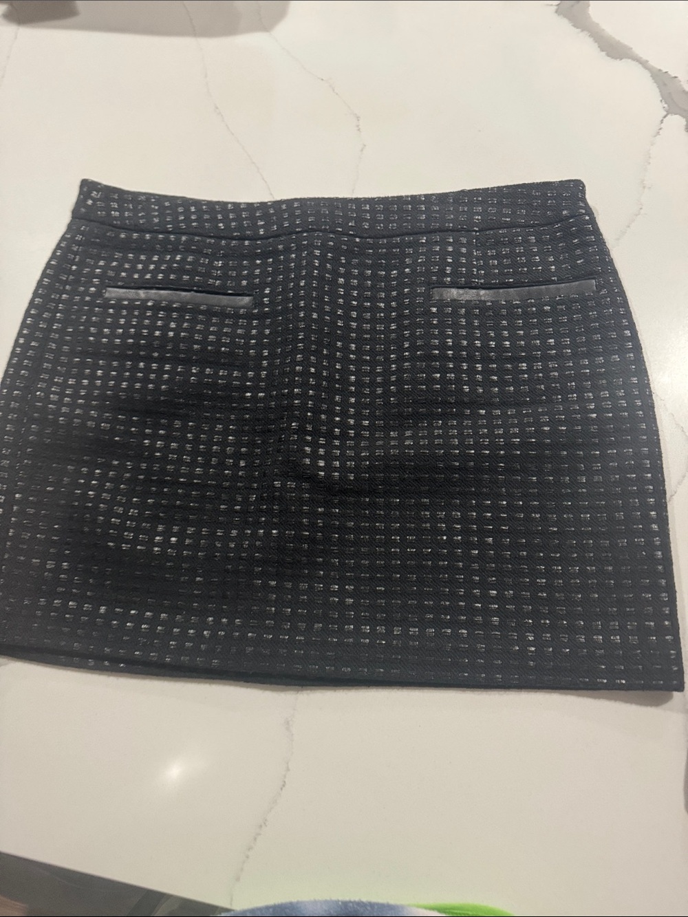 GAP Black Textured Mini Skirt with Subtle Silver Dots